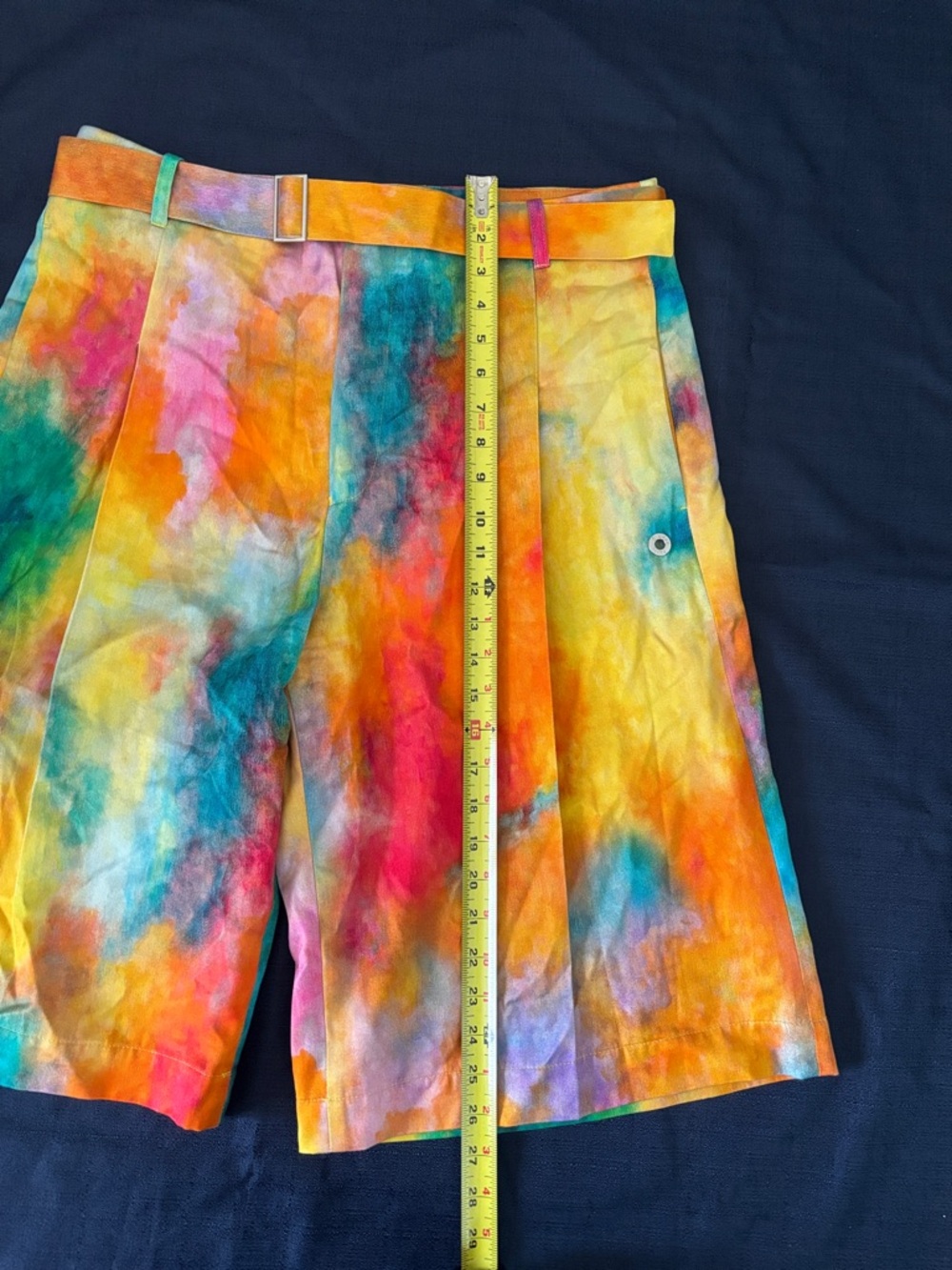 Men's Multicolor Watercolor Print Flat-Front Shorts - Picture 4 of 16